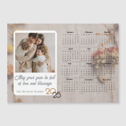 Neutral Holiday Card Custom Photo Calendar Magnet