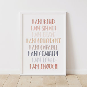 Neutral I am Affirmations for Kids Poster
