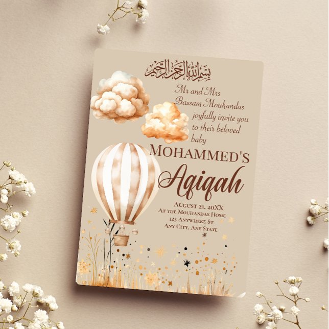  Neutral Islamic Baby Aqiqah Invitation (Creator Uploaded)
