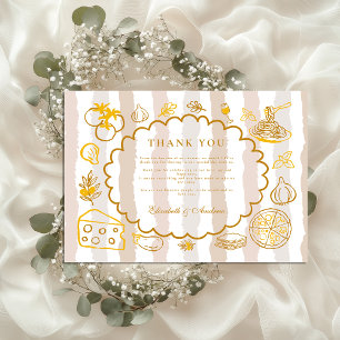Neutral Italian Food Wedding Design Thank You Card