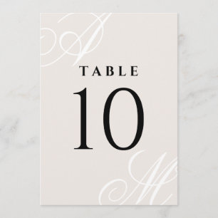Neutral Ivory Beige Elegant Monogram Table Numbers