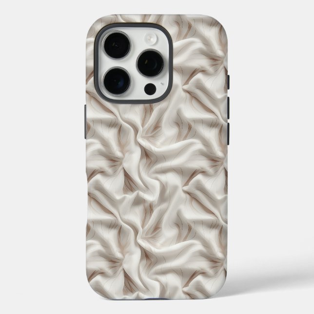 Neutral Ivory Fabric-Look iPhone Tough Case  (Back)