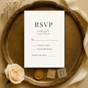 Neutral Ivory Minimalist Wedding RSVP  Card