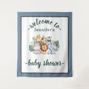 Neutral Jungle Safari Animals Baby Shower Wild One Tapestry