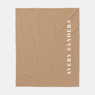 Neutral Khaki Simple Modern Personalised Name  Fleece Blanket