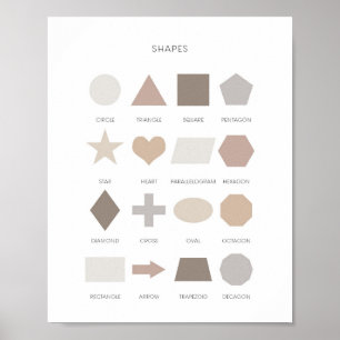 Neutral kids shapes learning poster