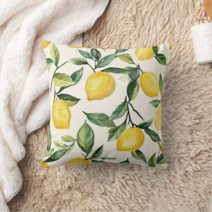Neutral Lemon Pattern – Mediterranean Coastal  Cushion