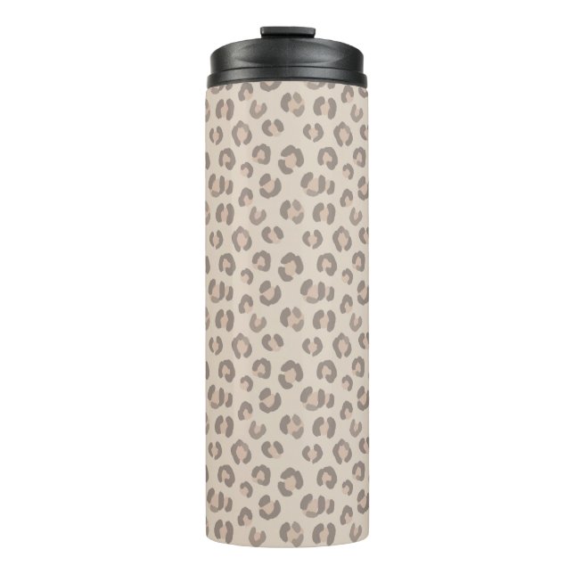 Neutral Leopard Print Pattern Thermal Tumbler (Front)