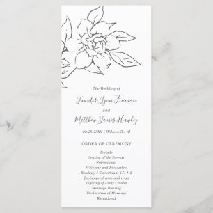 Neutral Line Art Floral Elegant Wedding Program