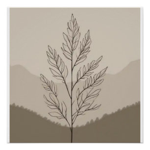 Neutral Line Botanical Poster