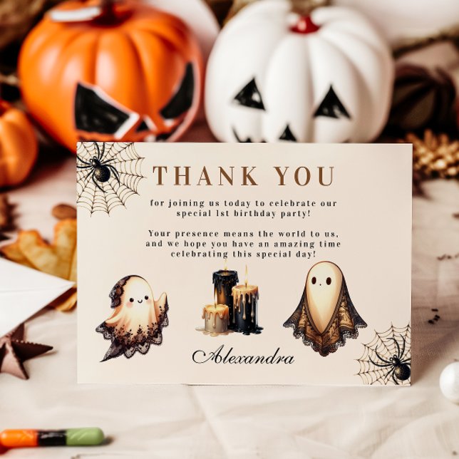 Neutral Little Ghoul Birthday Thank You Card (Creator Uploaded)