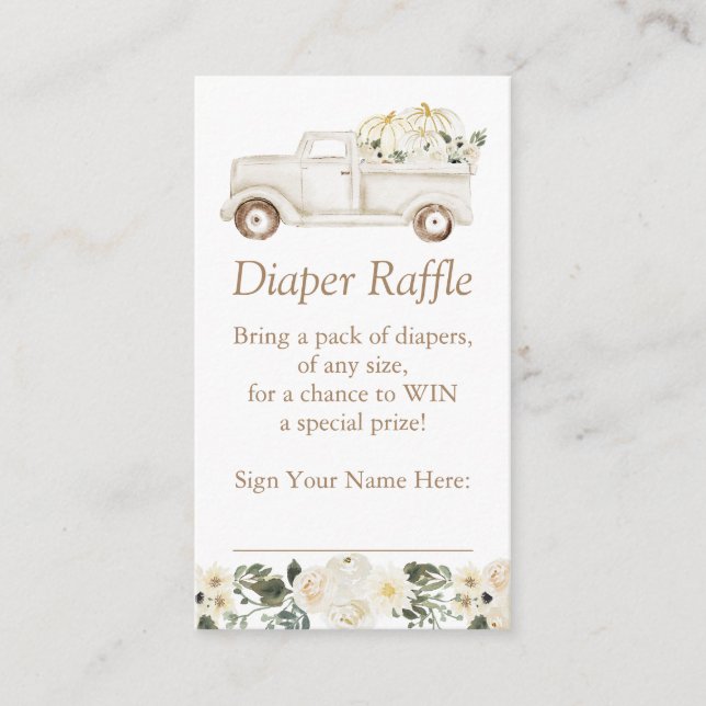 Neutral Little Pumpkin Diaper Raffle Ticket Enclosure Card (Front)