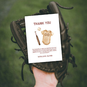 Neutral Little Slugger Baseball Boy Baby Shower  Thank You Card