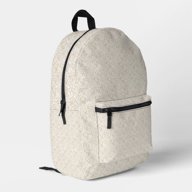 Neutral Luxury Geometric Pattern Backpack (Back Corner Left)
