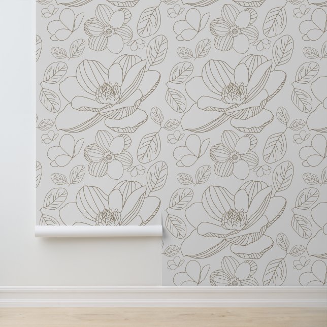 Neutral Magnolia Minimalist lines Modern Wallpaper (Application)