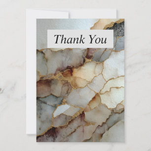 Neutral Marble with Gold Glitter Thank You Card
