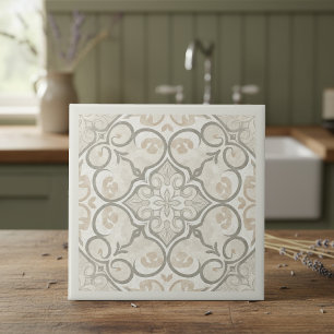 Neutral Mediterranean Pattern Pat#17 Greige ID1195 Ceramic Tile