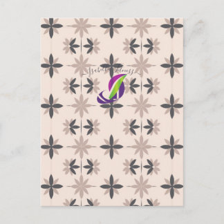 Neutral Mid Century Modern Geometric Floral Patter Postcard