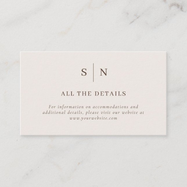 Neutral Minimal and Chic | Wedding Details Enclosure Card (Front)