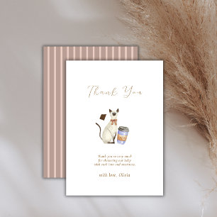 Neutral Minimal Café Bébé Cat Coffee Baby shower Thank You Card