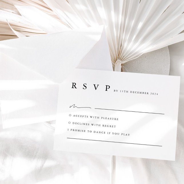Neutral Minimalist Black White Wedding RSVP Card  (Creator Uploaded)