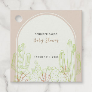 Neutral Minimalist Boho Cactus Arch Baby Shower Favour Tags