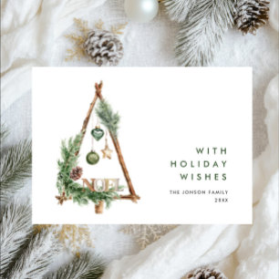 Neutral Minimalist Boho Christmas Composition Holi Holiday Card
