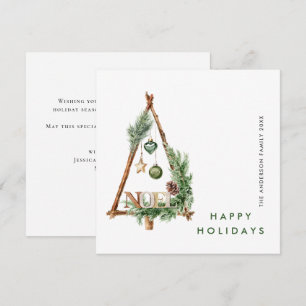 Neutral Minimalist Boho Christmas Composition Holiday Card