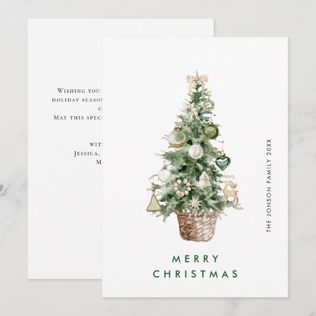 Neutral Minimalist Boho Christmas Composition Holiday Card (Front/Back)