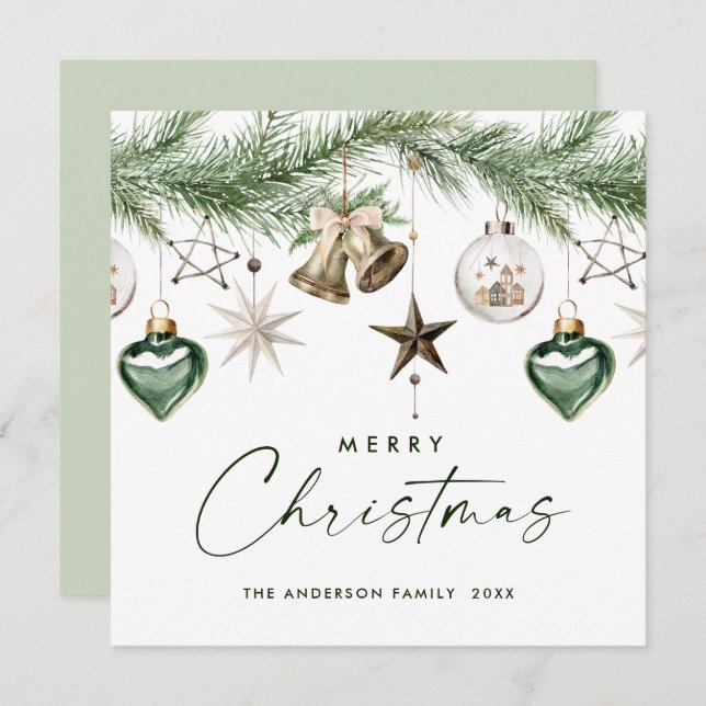 Neutral Minimalist Boho Christmas Composition Holiday Card (Front/Back)