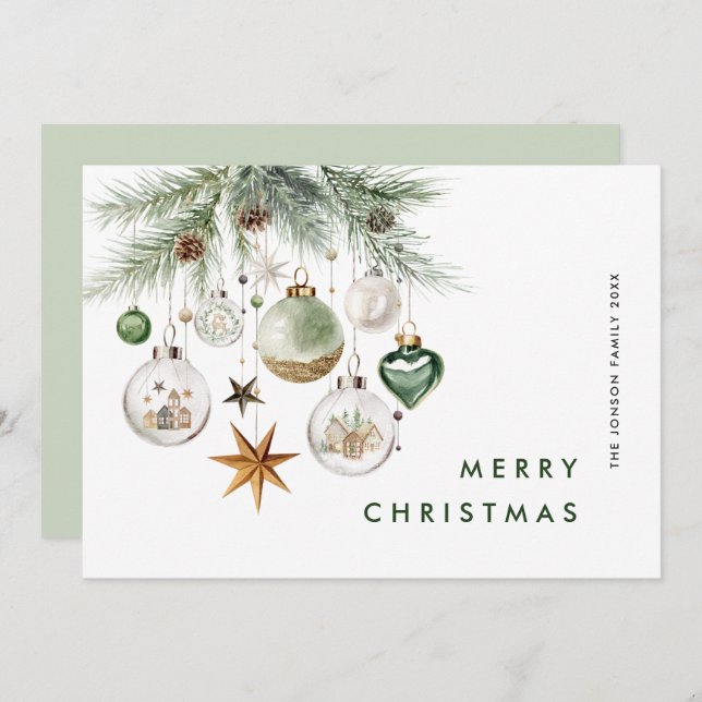 Neutral Minimalist Boho Christmas Composition Holiday Card (Front/Back)