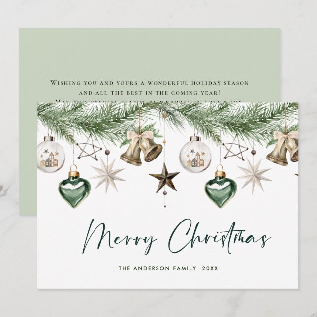 Neutral Minimalist Boho Christmas Composition Holiday Card (Front/Back)