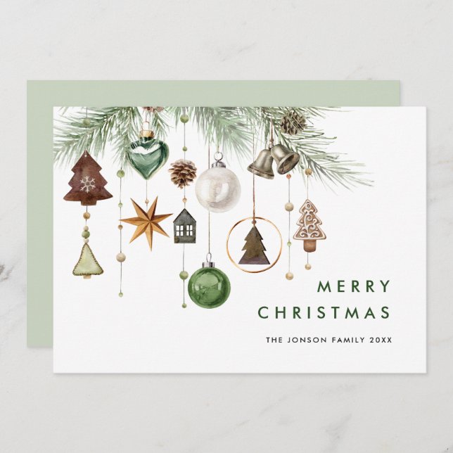 Neutral Minimalist Boho Christmas Composition Holiday Card (Front/Back)