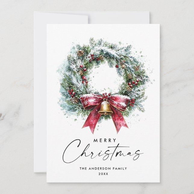 Neutral Minimalist Boho Christmas Composition Holiday Card (Front)