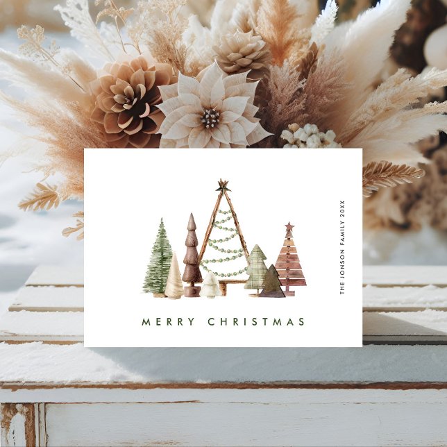 Neutral Minimalist Boho Christmas Composition Holiday Card (Creator Uploaded)