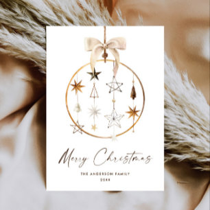 Neutral Minimalist Boho Christmas Composition Holiday Card