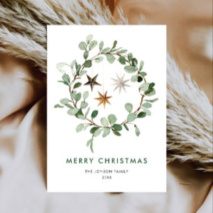 Neutral Minimalist Boho Christmas Composition Holiday Card