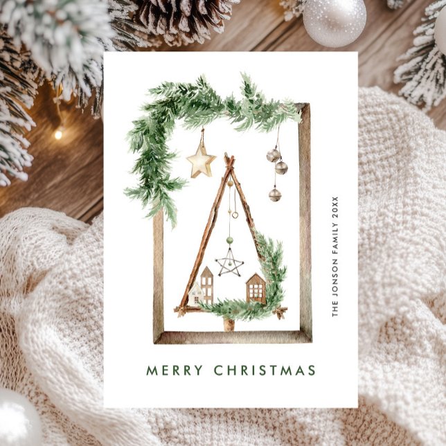 Neutral Minimalist Boho Christmas Composition Holiday Card (Creator Uploaded)