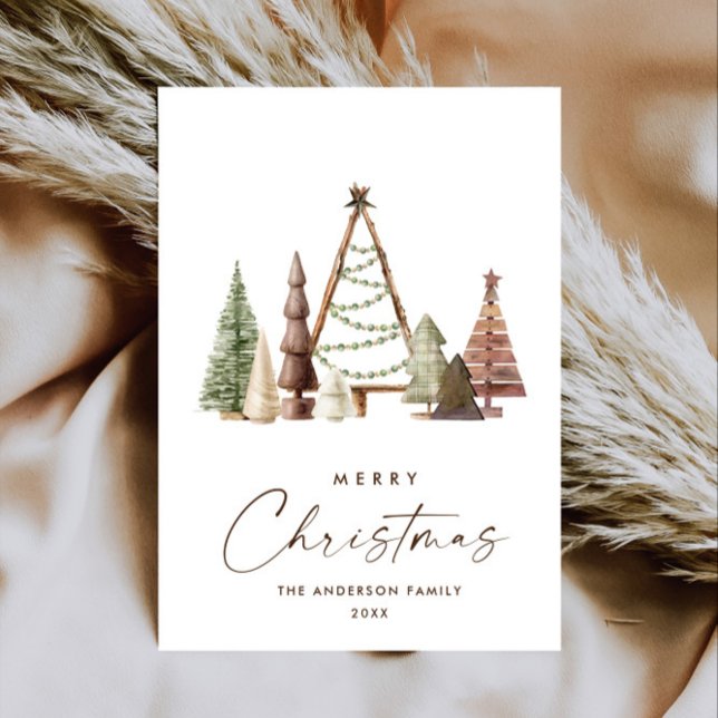 Neutral Minimalist Boho Christmas Composition Holiday Card (Creator Uploaded)