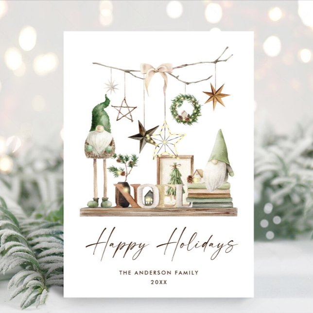 Neutral Minimalist Boho Christmas Composition Holiday Card (Creator Uploaded)