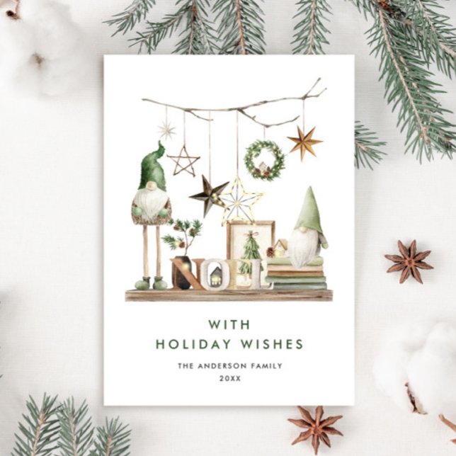 Neutral Minimalist Boho Christmas Composition Holiday Card (Creator Uploaded)