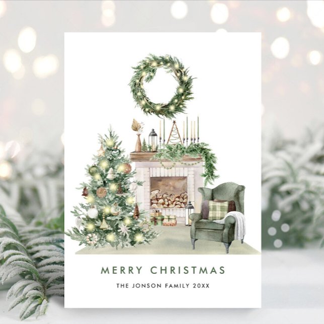 Neutral Minimalist Boho Christmas Composition Holiday Card (Creator Uploaded)