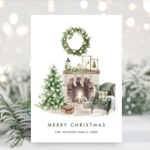 Neutral Minimalist Boho Christmas Composition Holiday Card
