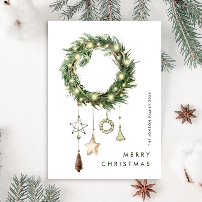 Neutral Minimalist Boho Christmas Composition Holiday Card (Creator Uploaded)