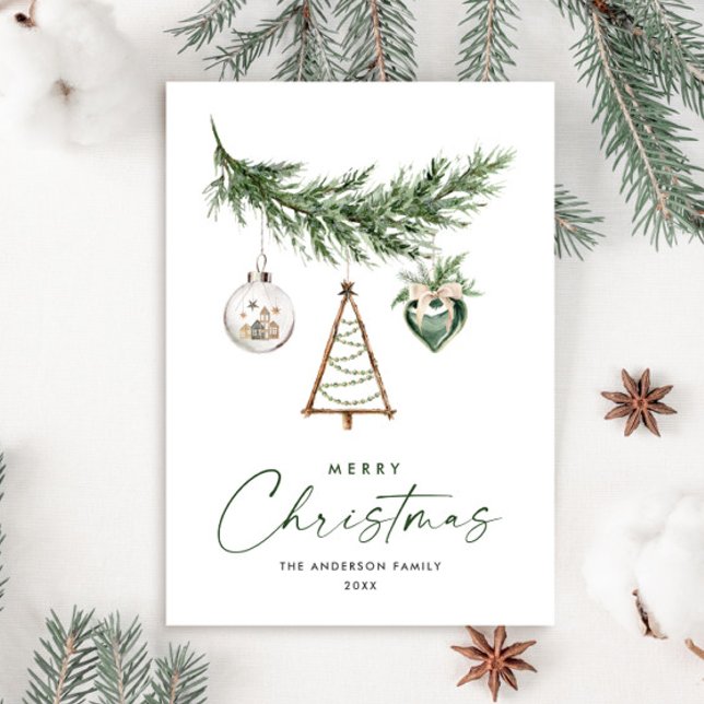 Neutral Minimalist Boho Christmas Composition Holiday Card (Creator Uploaded)