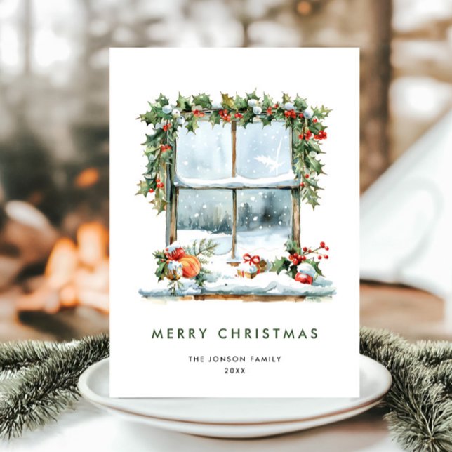 Neutral Minimalist Boho Christmas Composition Holiday Card (Creator Uploaded)