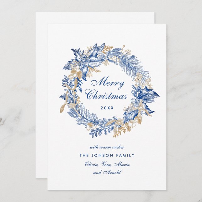 Neutral Minimalist Boho Christmas Composition Holiday Card (Front/Back)