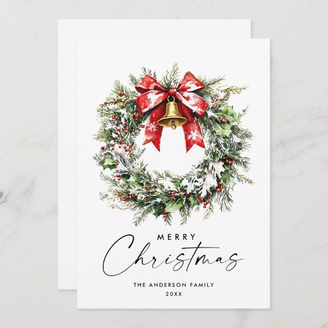 Neutral Minimalist Boho Christmas Composition Holiday Card (Front/Back)