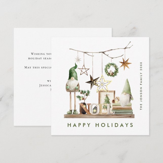 Neutral Minimalist Boho Christmas Composition Holiday Card (Front/Back)