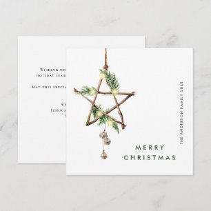 Neutral Minimalist Boho Christmas Composition Holiday Card